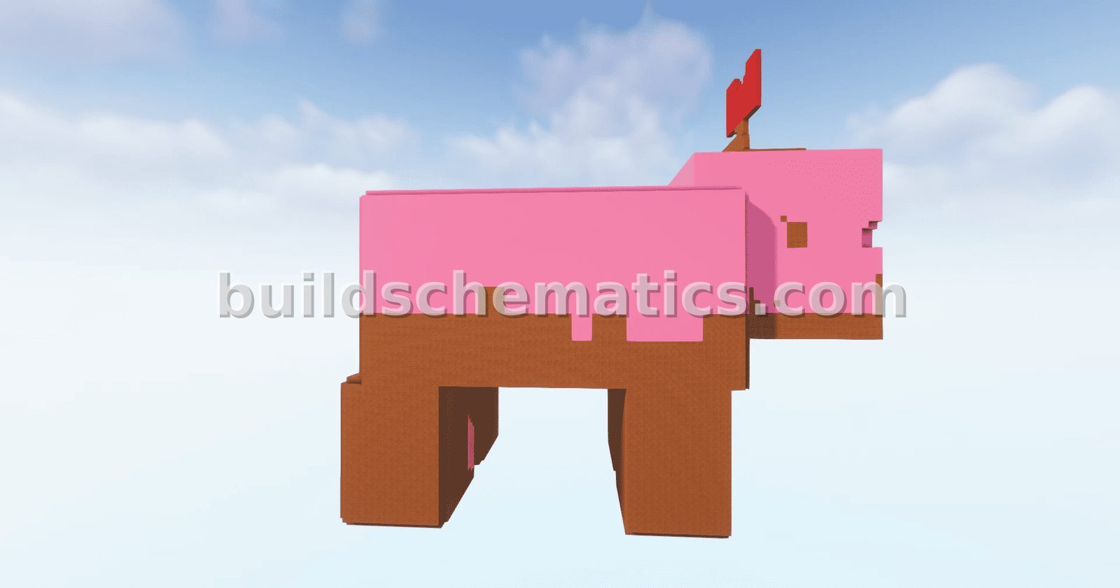 3D Pig Mud Statue Minecraft Schematic Download — view 2