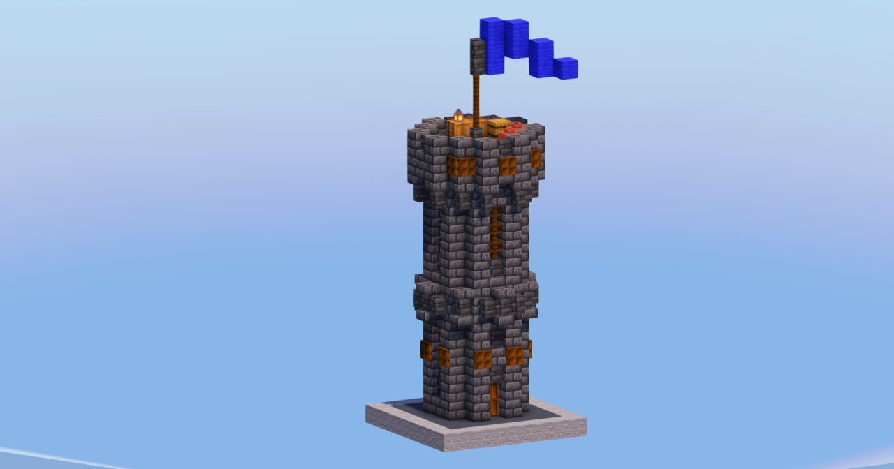 Compact Gothic Medieval Watchtower with Interior