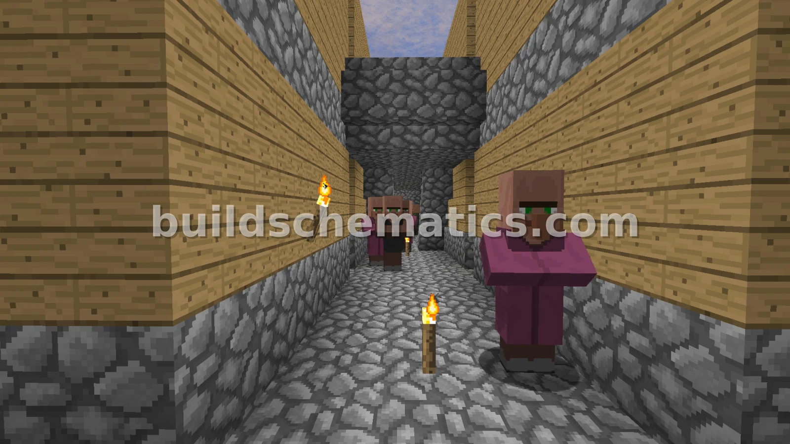 Miniature Wood and Cobblestone Town — view 2