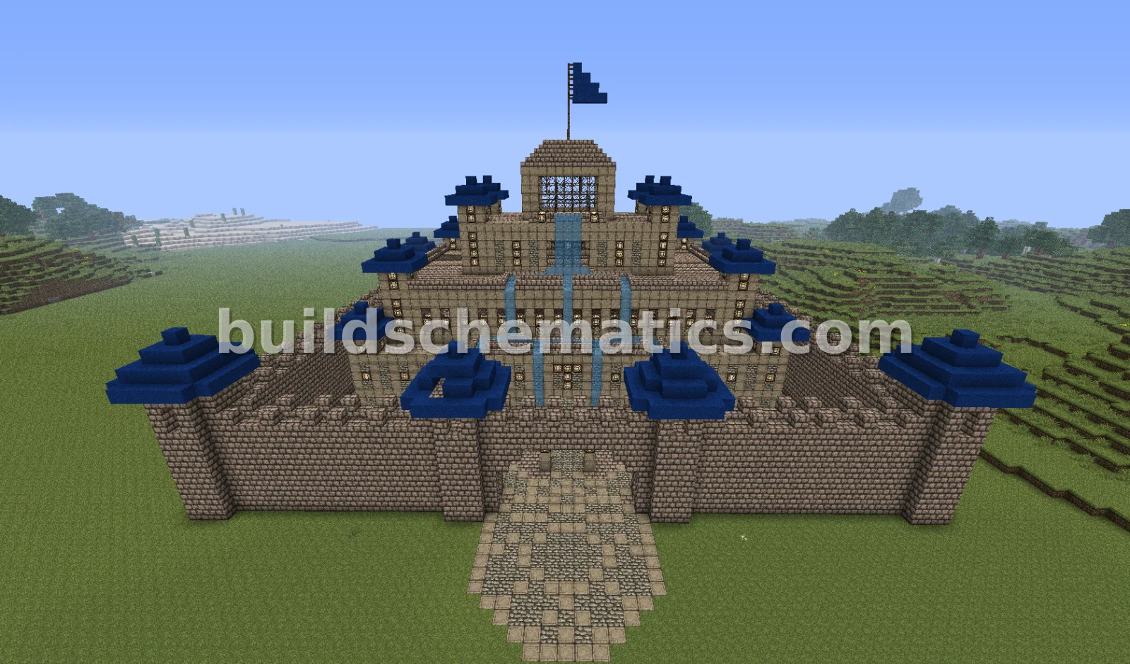 Large Blue Stone Castle Structure