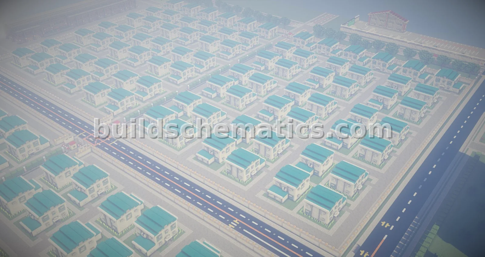Modern White Blue House Subdivision
