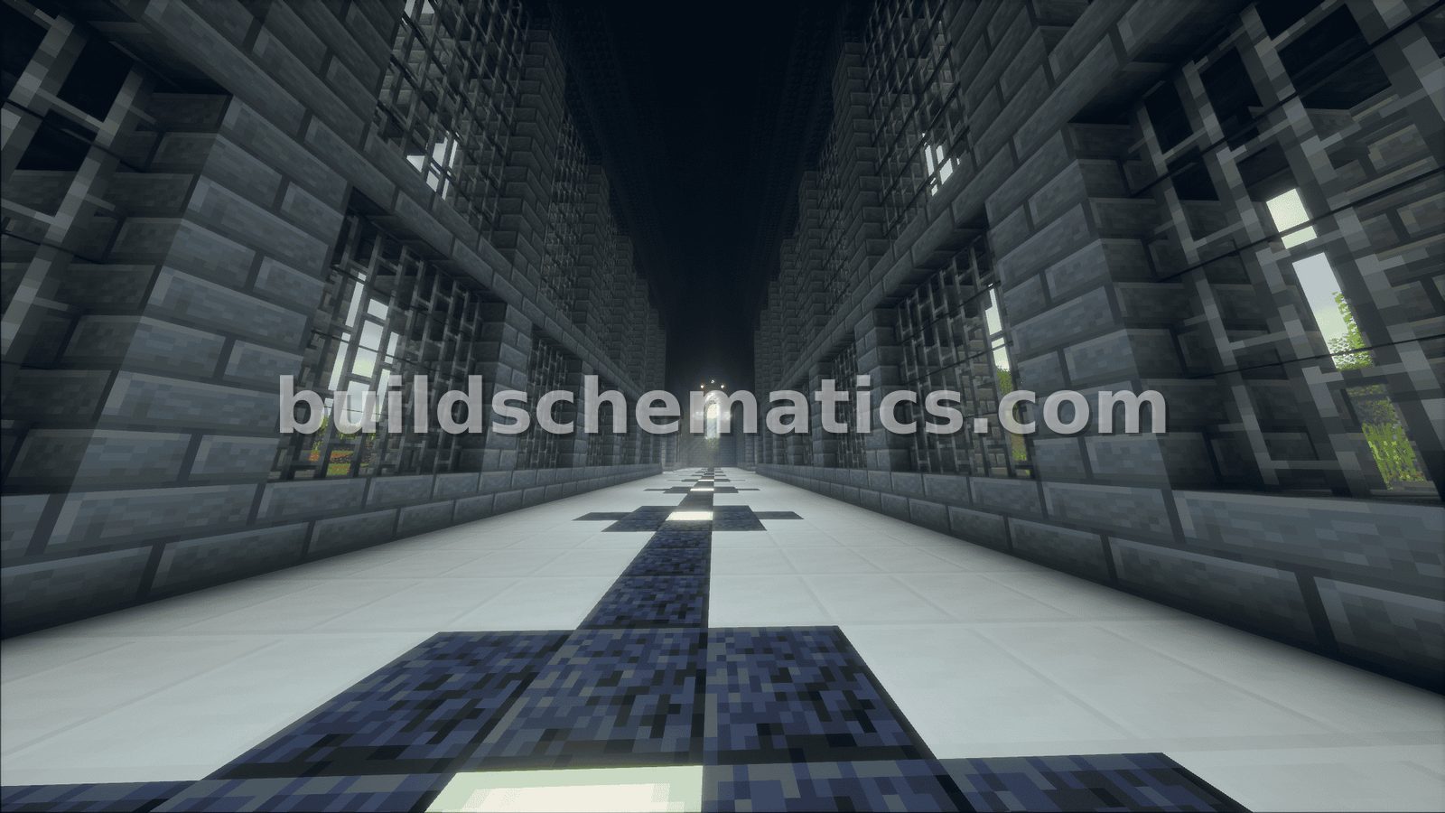 Stone Brick Dark Prismarine Cathedral — view 3