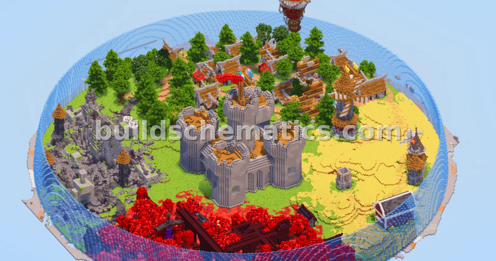 Four Biomes City 250x250 Blocks Medieval Castle