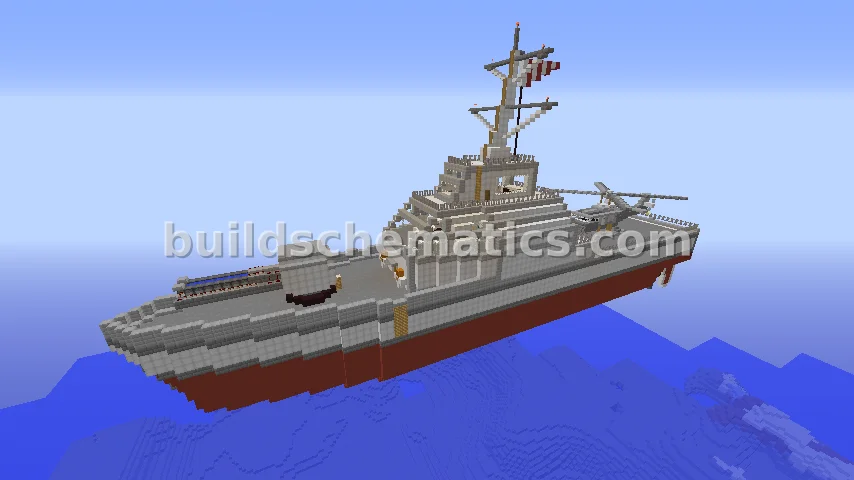 Large Cannon Destroyer Ship with Helipad