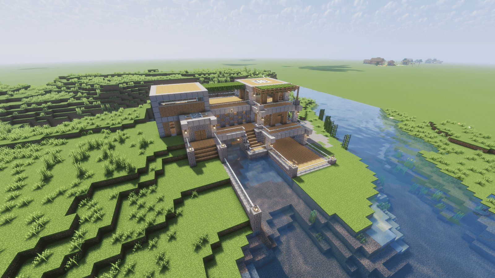 Modern Riverside Stone and Wood House