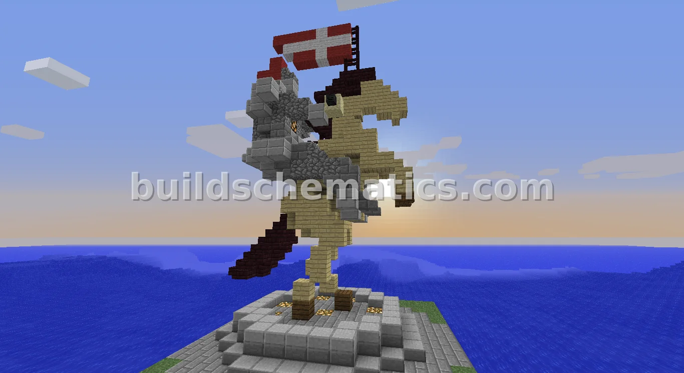 Medieval Knight and Horse Statue
