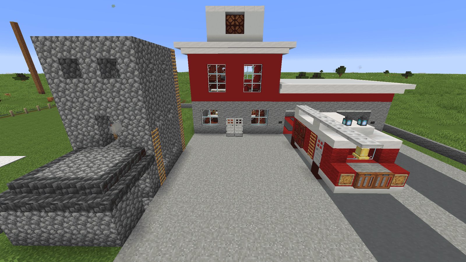 Minecraft Fire Station and Football Field