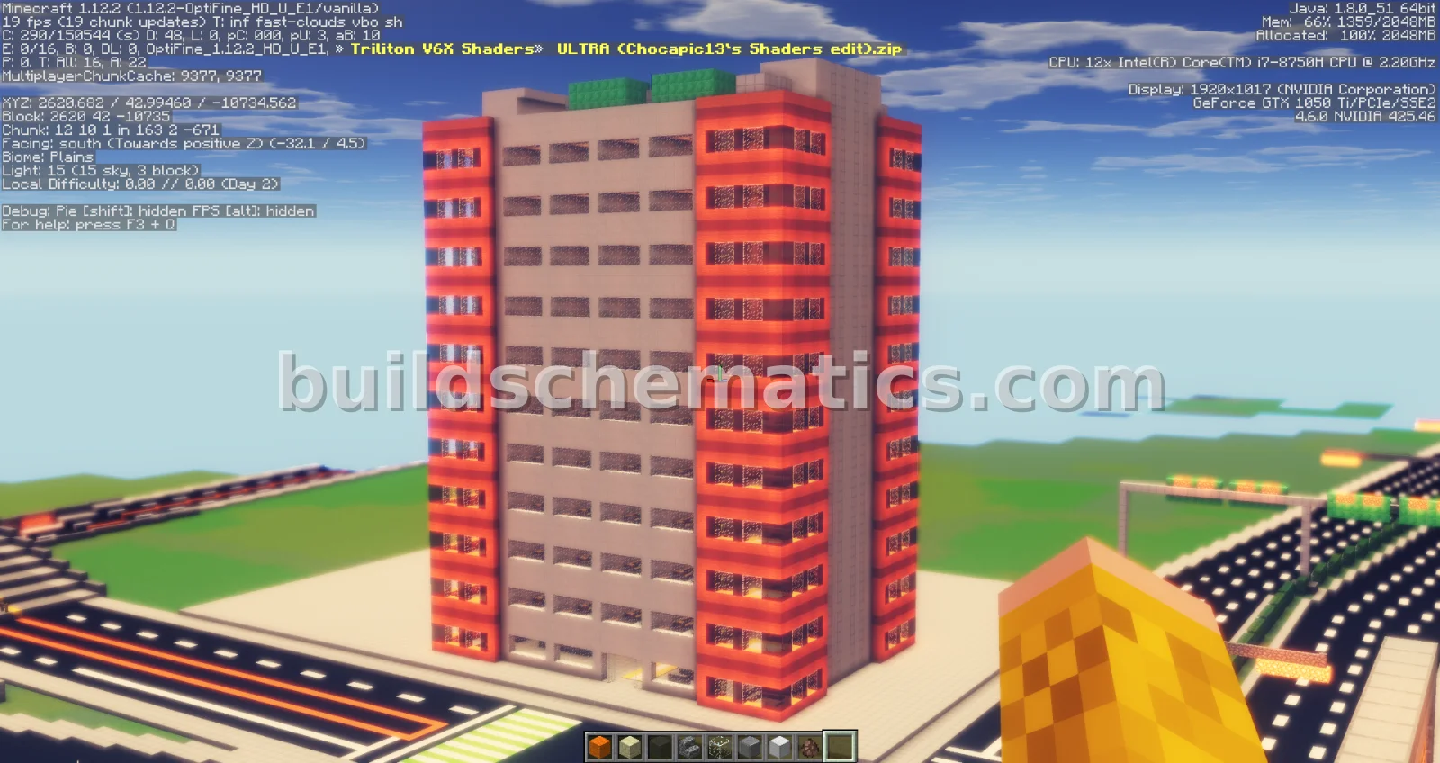 Tall Orange Quartz Apartment Building