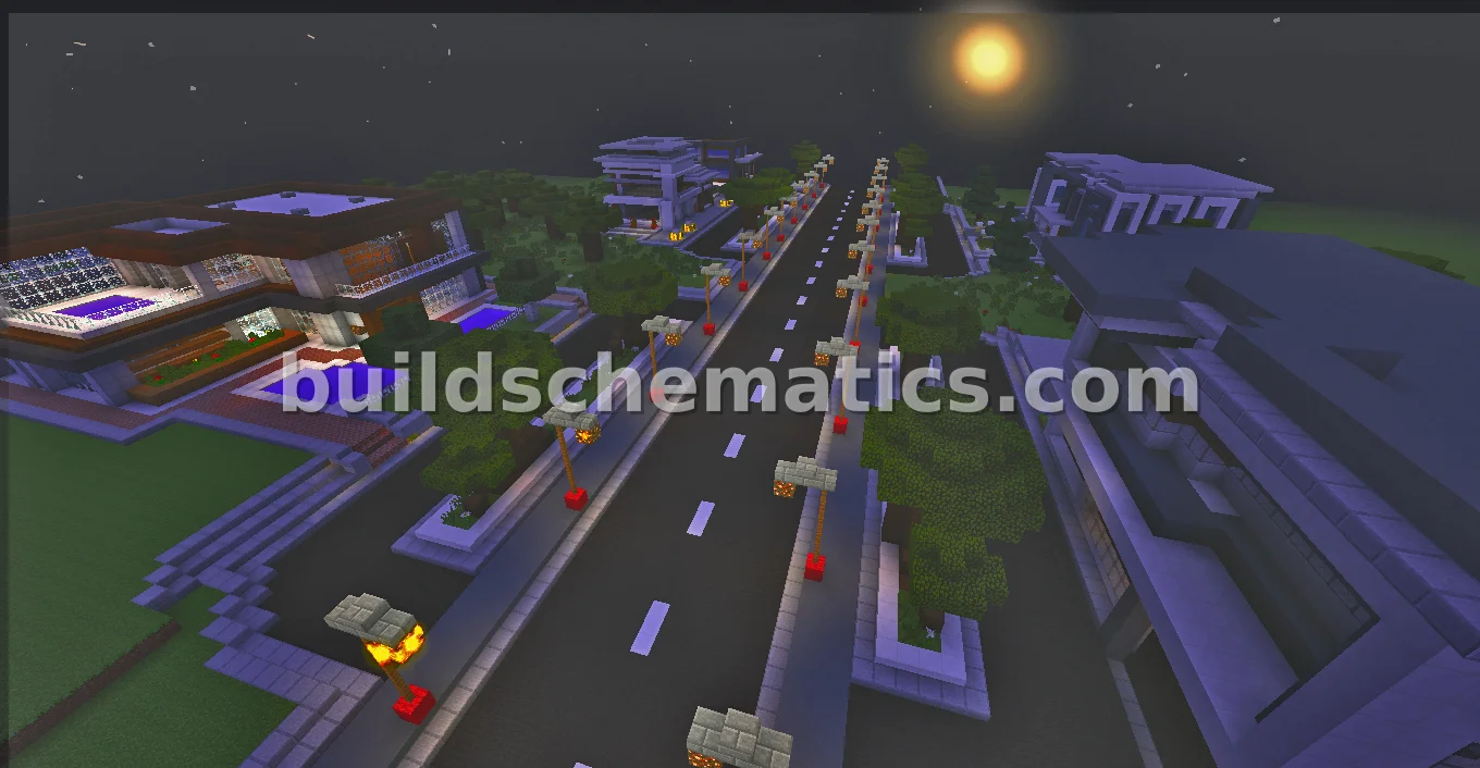 Modern Street With Five Houses