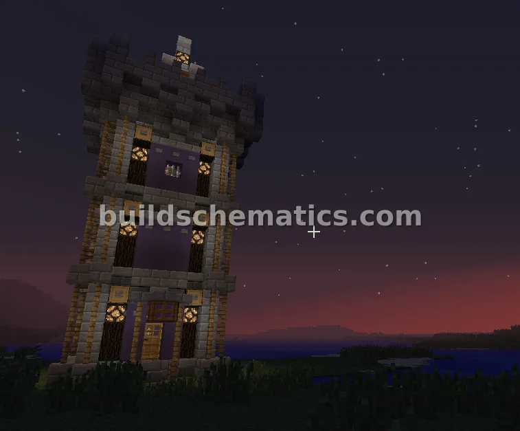 Small Purple Clay Medieval Tower — view 2
