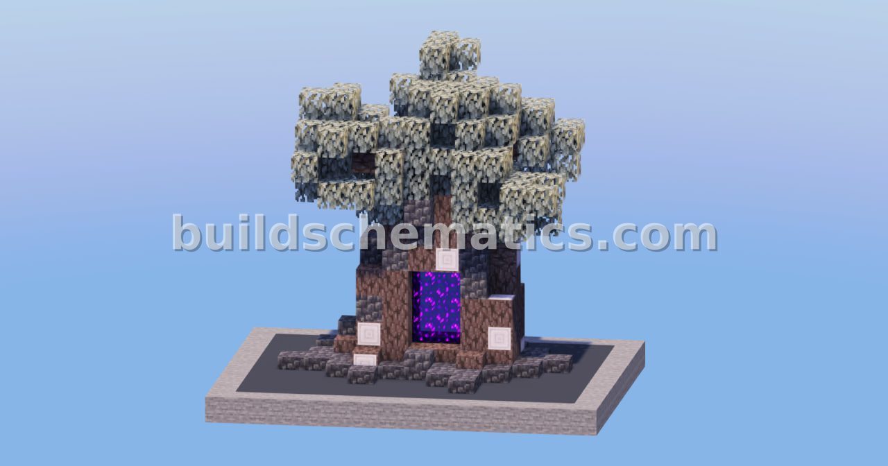 Creepy Pale Oak Tree Nether Portal Schematic