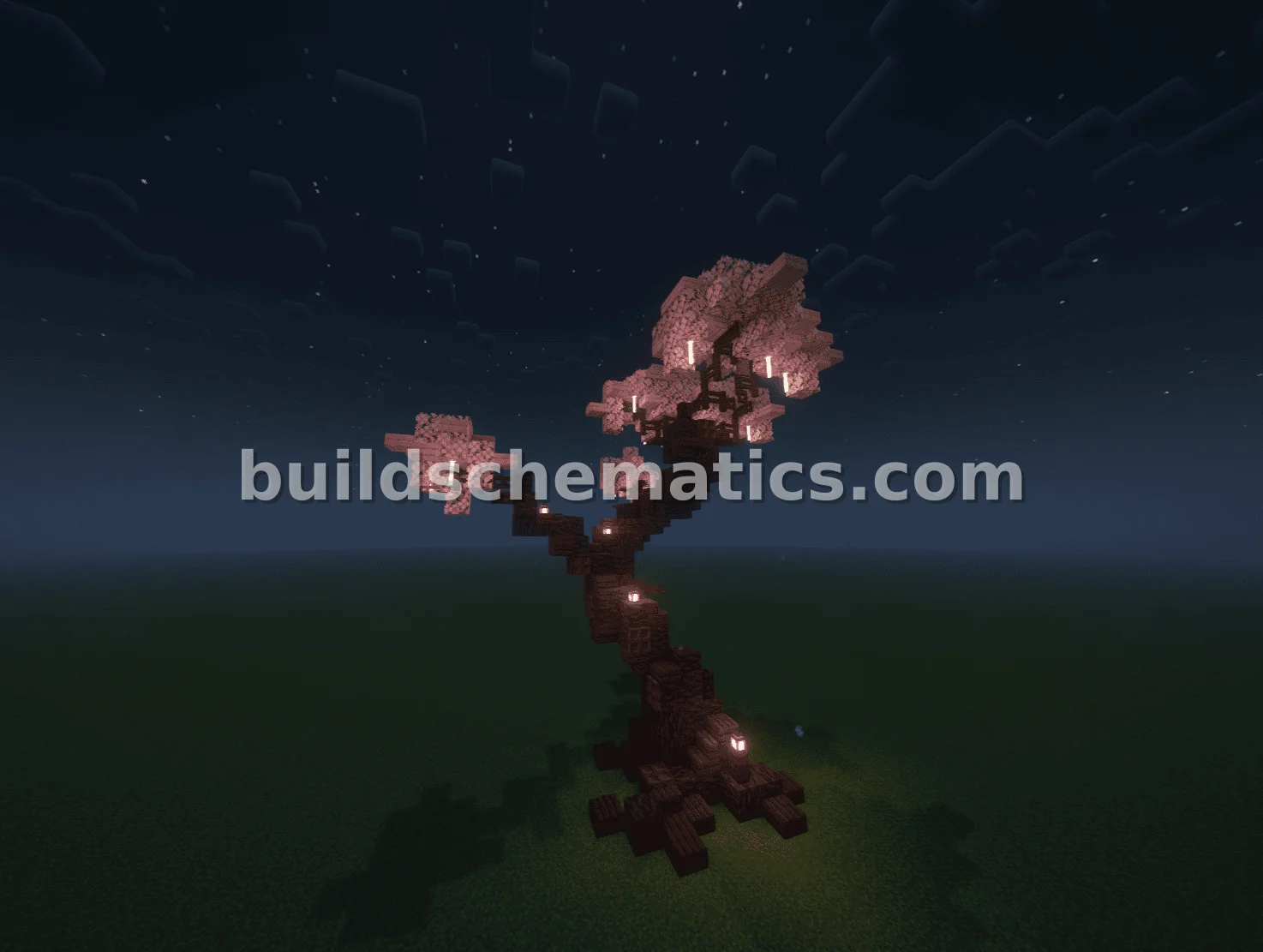 Large Cherry Blossom Tree with Magical Lighting — view 4