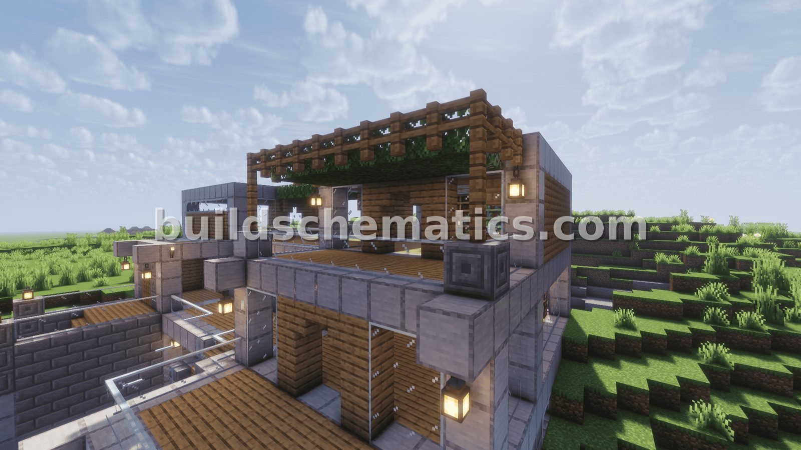 Modern Riverside Stone and Wood House — view 2