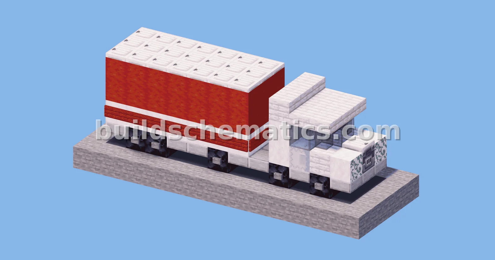 Red and White Truck Vehicle