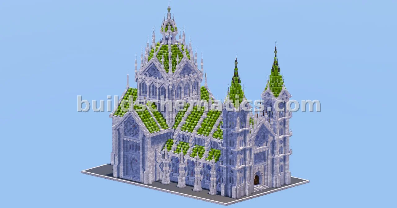 White and Green Gothic Cathedral