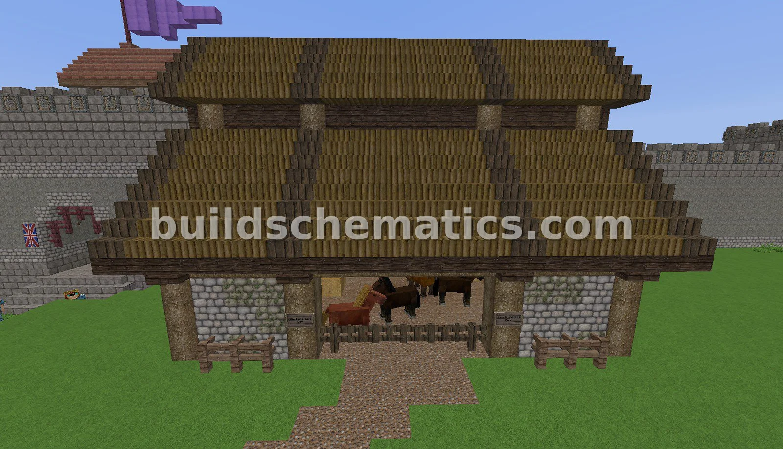 Rustic Horse Barn with Hay and Water
