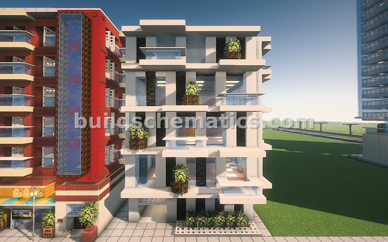 Modern White City Apartment Building