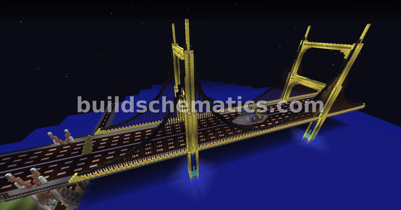 Golden Bridge With Train Station — view 3