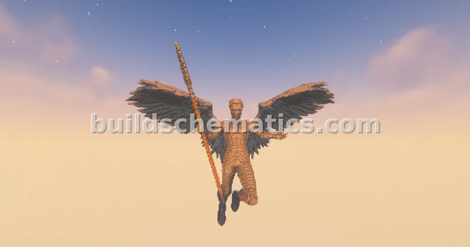 Spear Angel 2 Statue Minecraft Sculpture — view 2