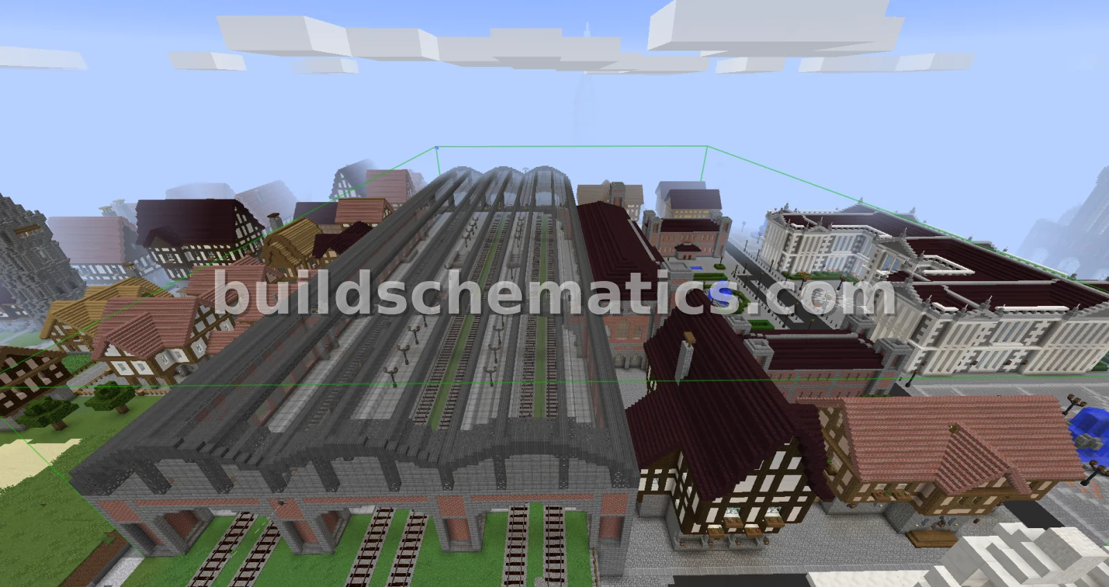Medieval Train Station With Tracks — view 3