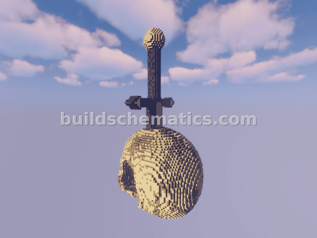 Sword Through Skeleton Skull — view 3