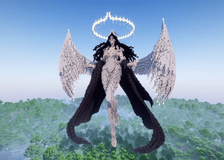 Giant Angel Girl Statue with Wings and Cape