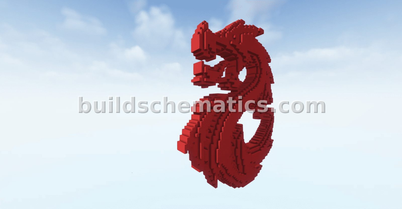 3D Red Dragon Statue Sculpture — view 2