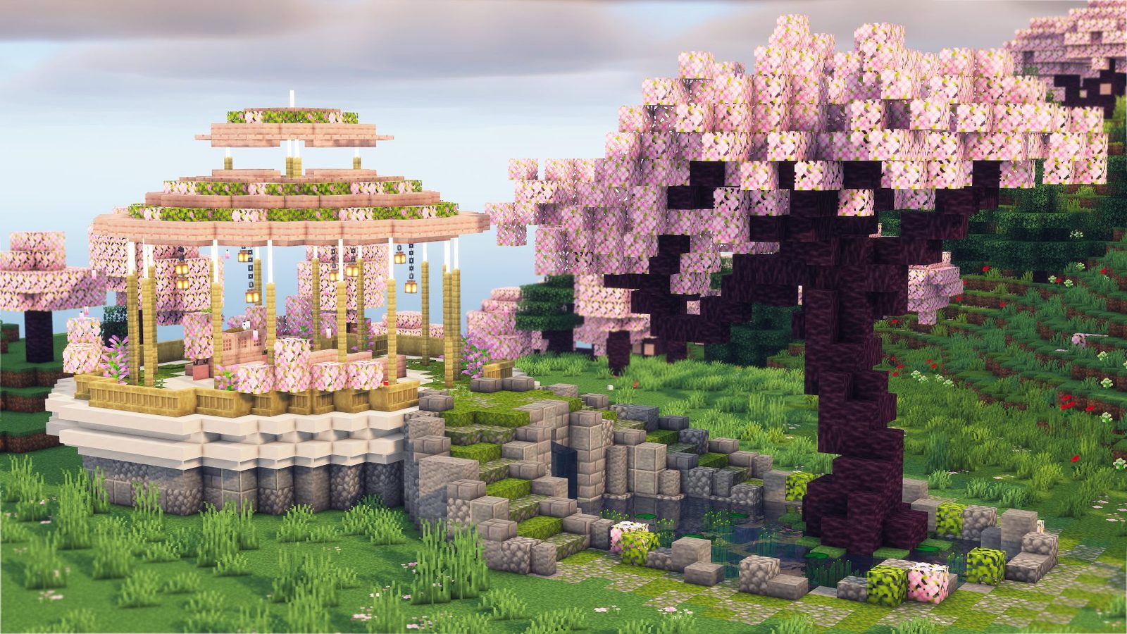 Cherry Blossom Garden Wedding Venue Minecraft Build Guide