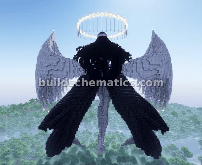 Giant Angel Girl Statue with Wings and Cape — view 2