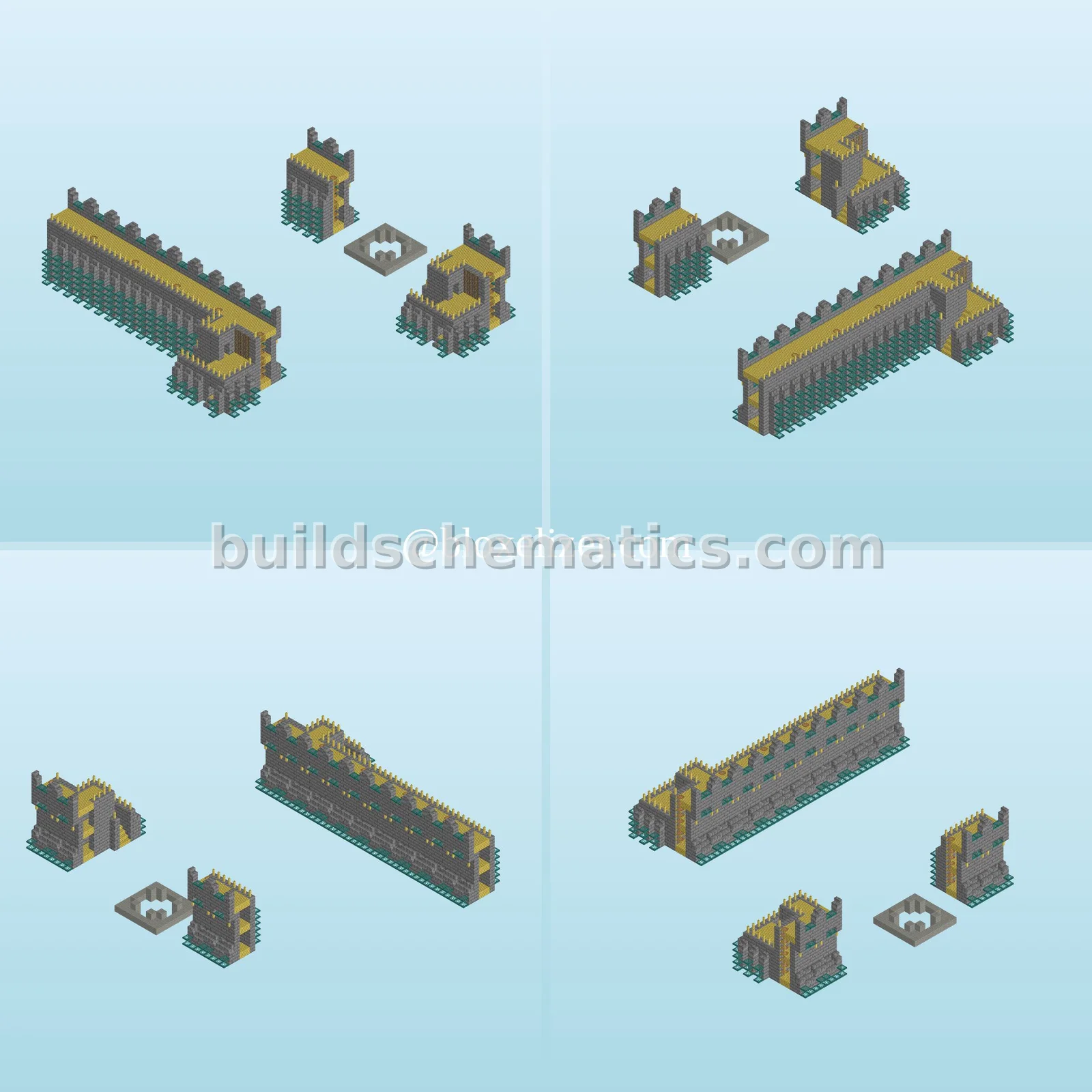 Castle Wall Sections With Unfinished Turret