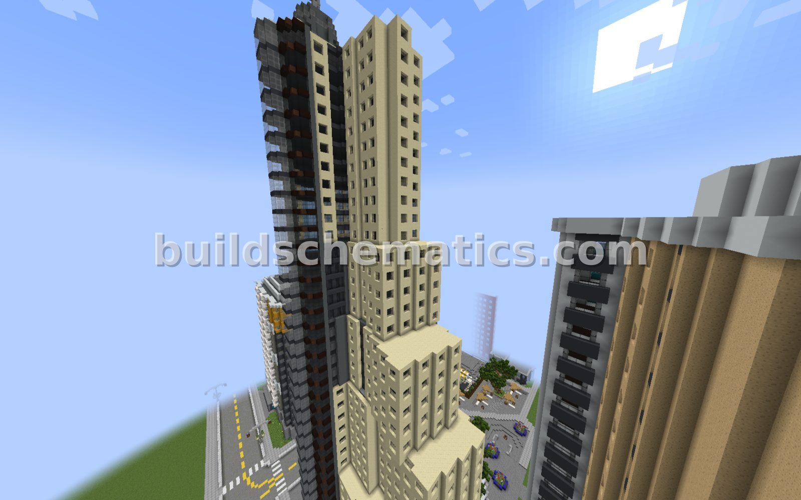 Giant City Skyscraper with Trees — view 3