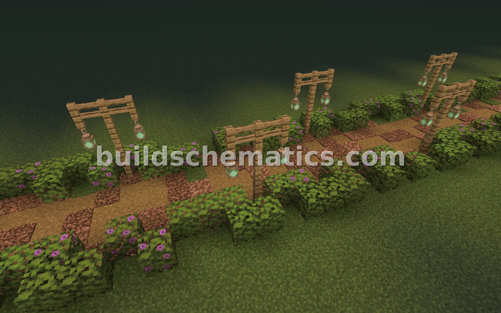 Illuminated Azalea Garden Path — view 2