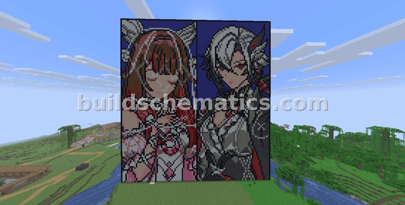 Pixel Art Harlequin and Columbine