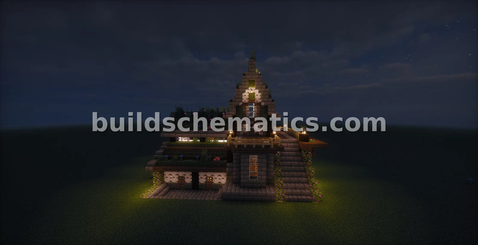Compact Mossy Medieval House Starter — view 2