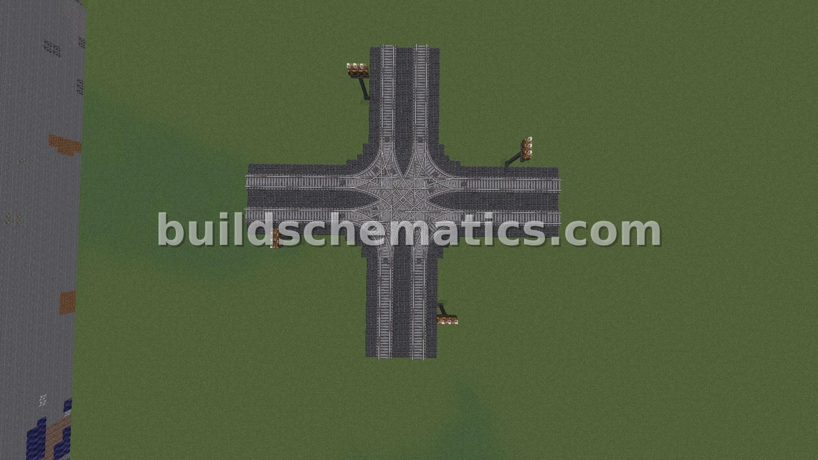 Cobbled Deepslate 4-Way Train Intersection — view 3
