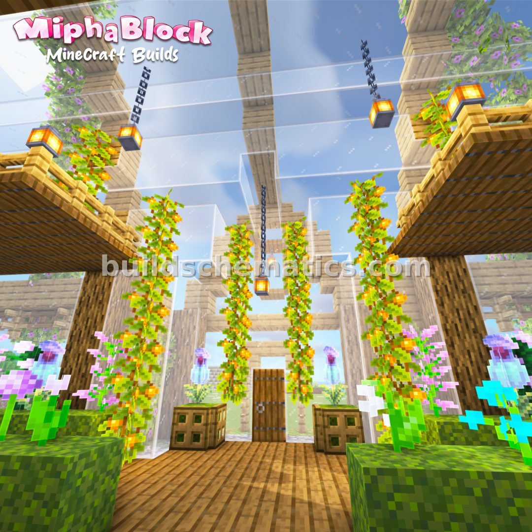 Symmetrical Oak and Glass Botanical Greenhouse — view 3