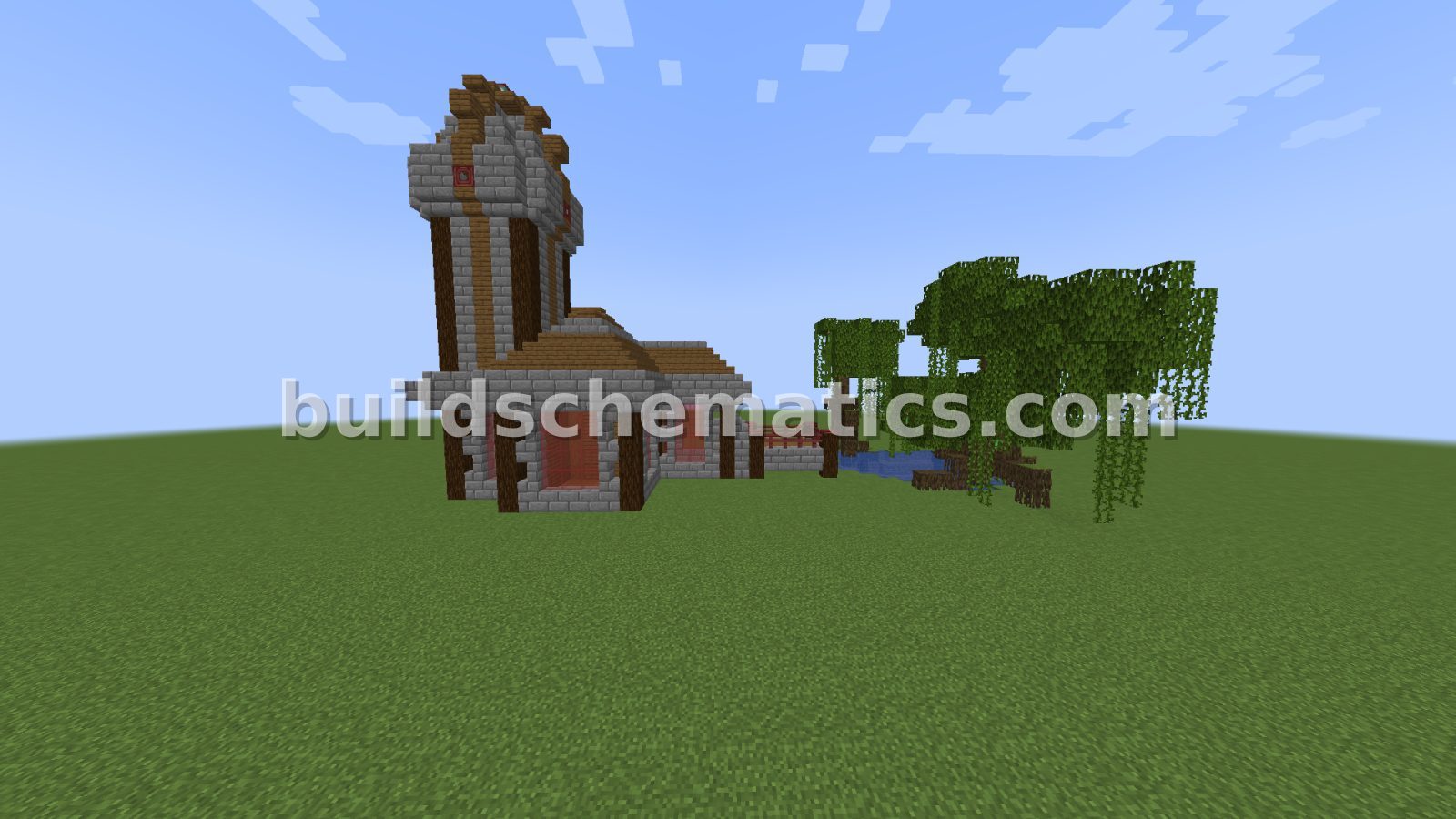 Mysterious Witch House With Pond And Tower