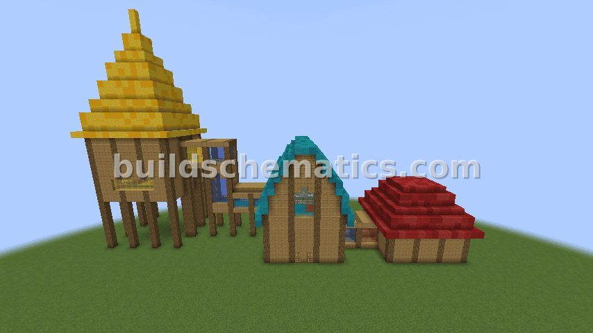 Three Connected House Structures