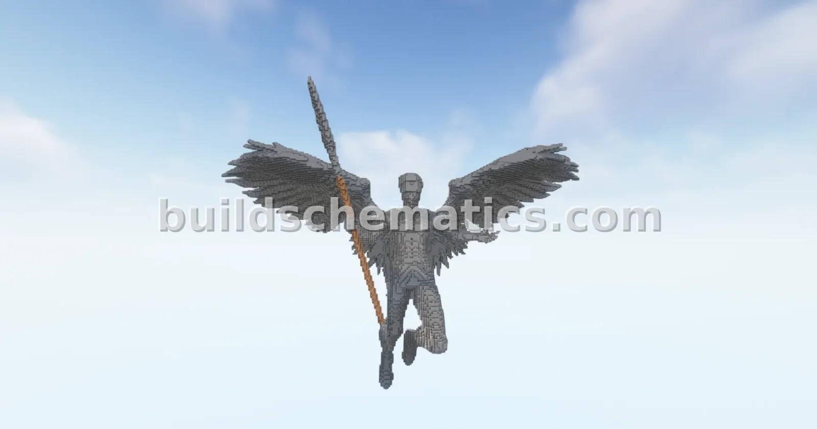 Spear Angel 2 Statue Minecraft Sculpture — view 3