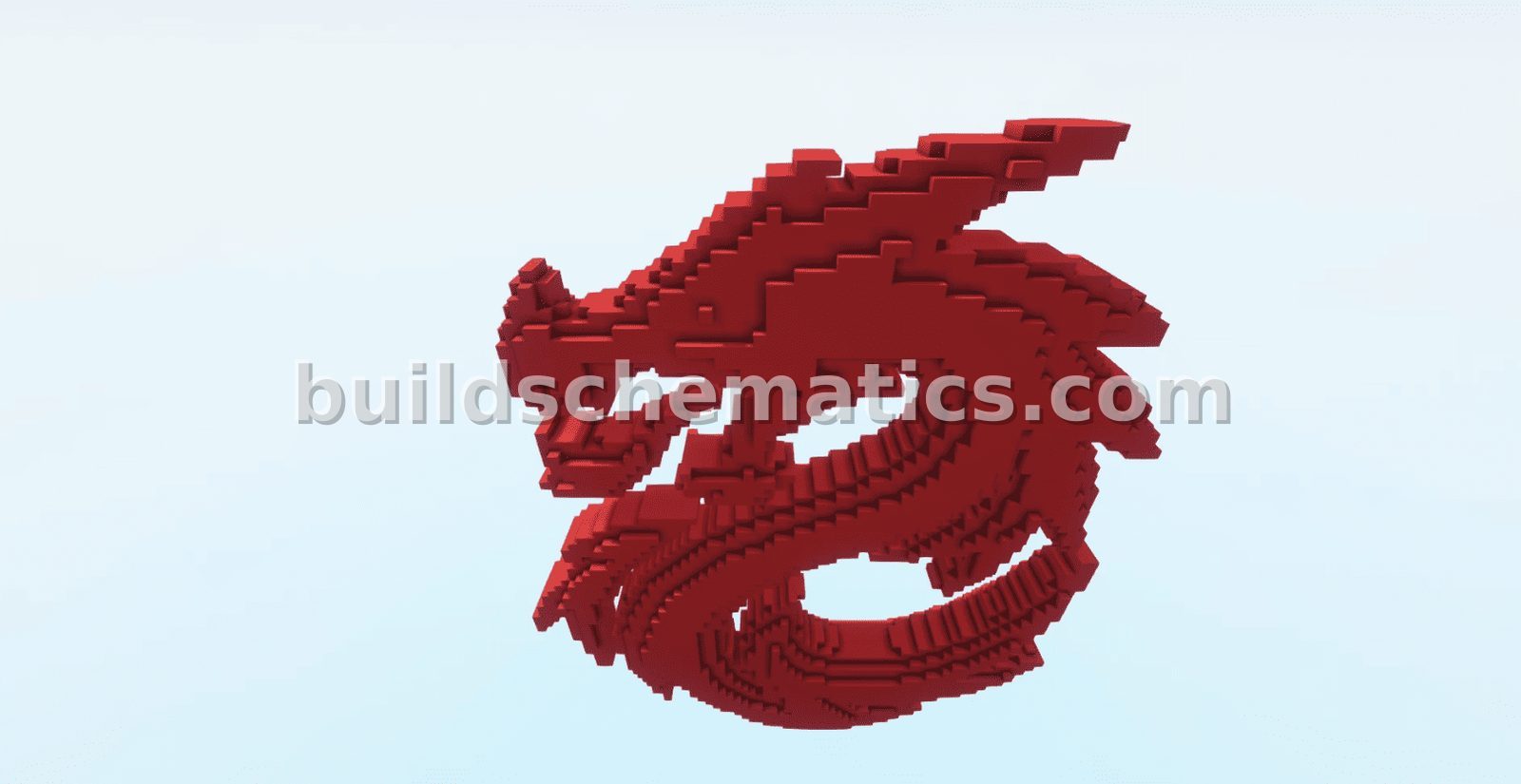 3D Red Dragon Statue Sculpture — view 3