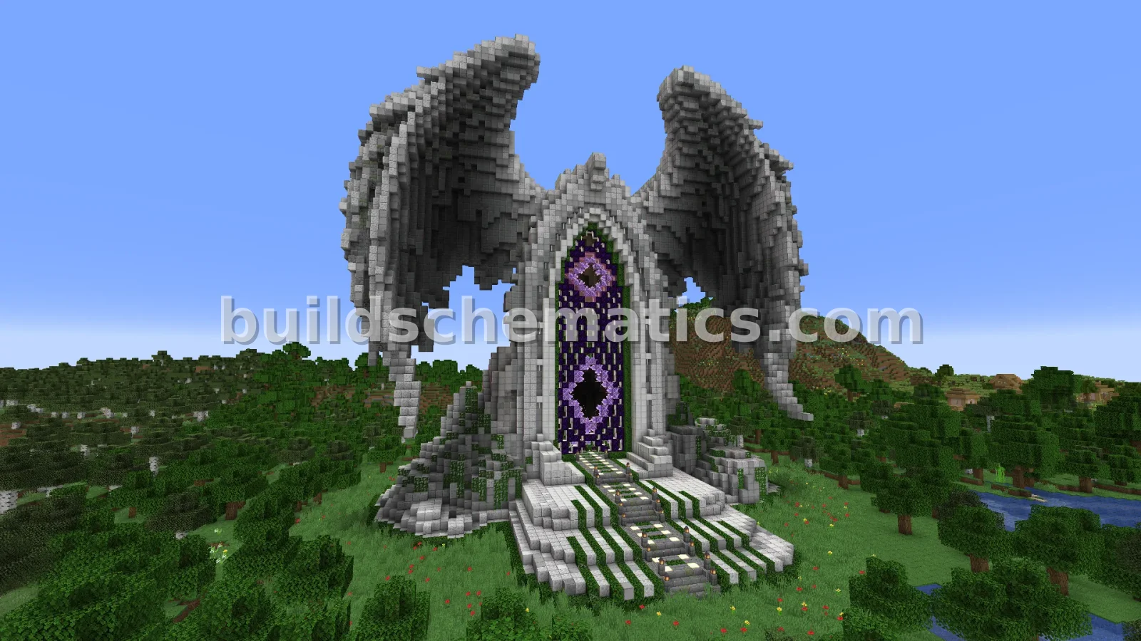 Angel Wings Elysium Nether Portal Statue Build