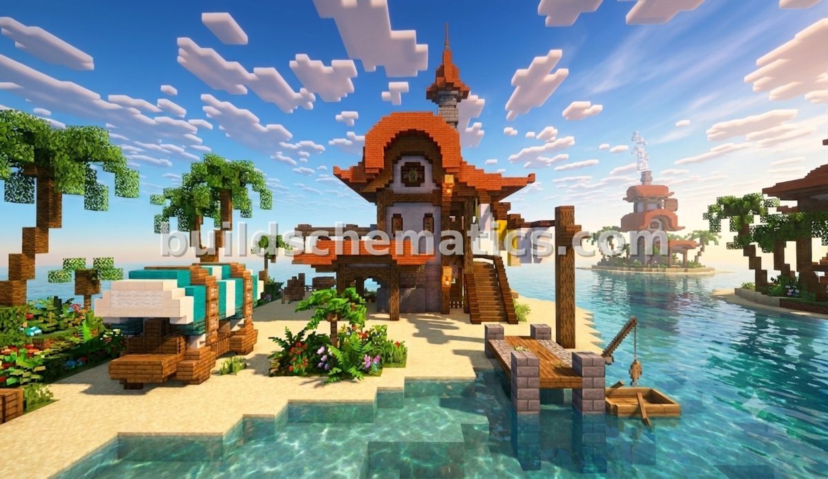 Tropical Beach Pirate Hideout with Lookout Tower