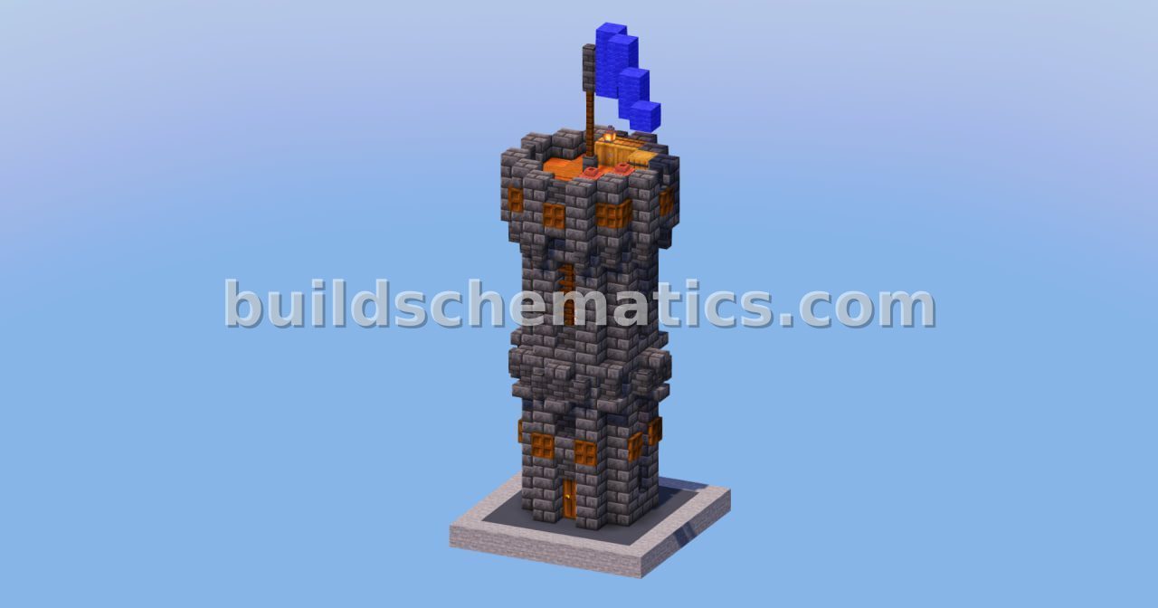 Compact Gothic Medieval Watchtower with Interior — view 2