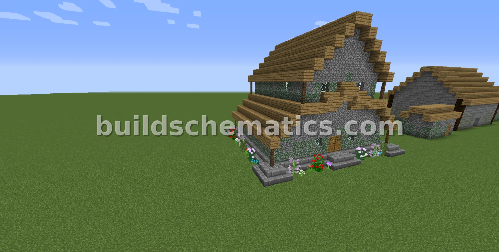 Cobblestone Library with Floral Exterior — view 2