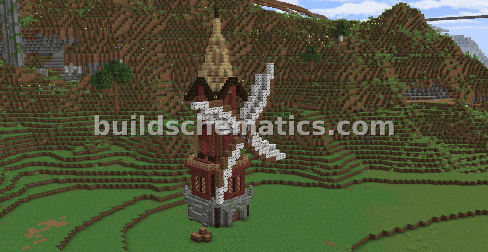 Classic Minecraft Windmill Structure — view 2
