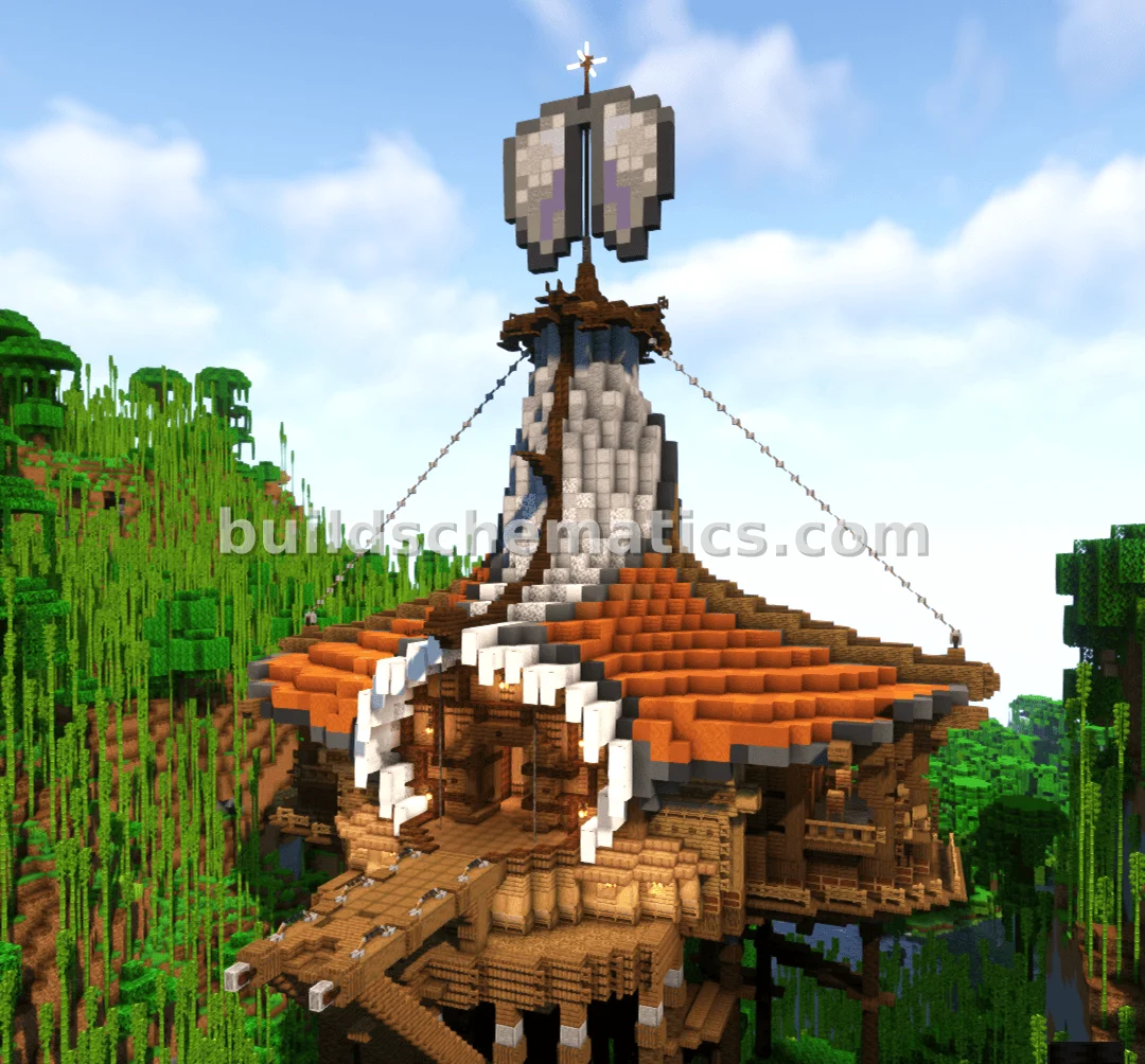 Elytra Shaped Minecraft Base