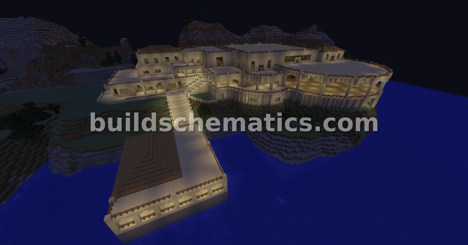 Sandstone Cliffside Mansion with Boat Dock