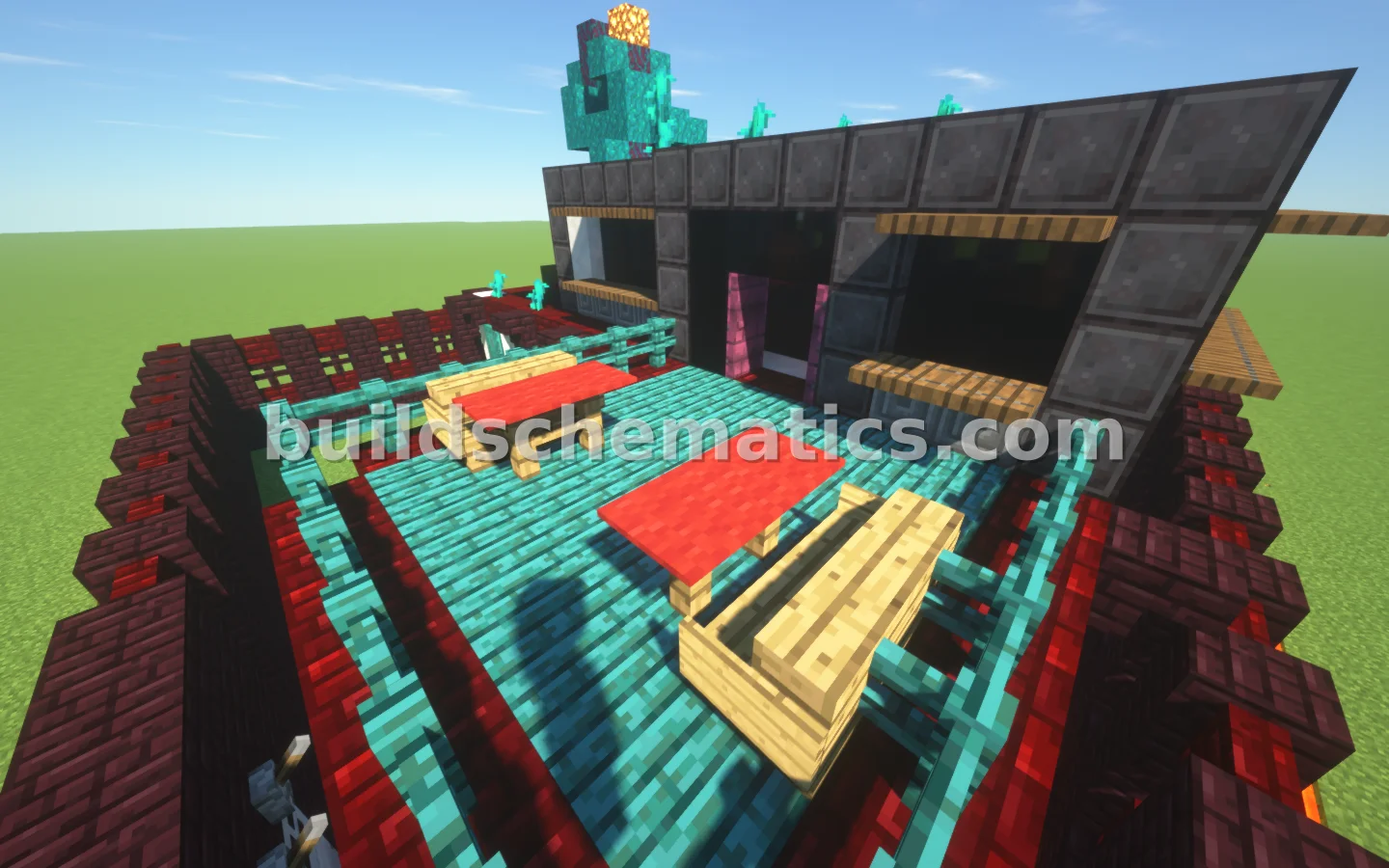 Nether House With Pool And Lava Wall — view 3