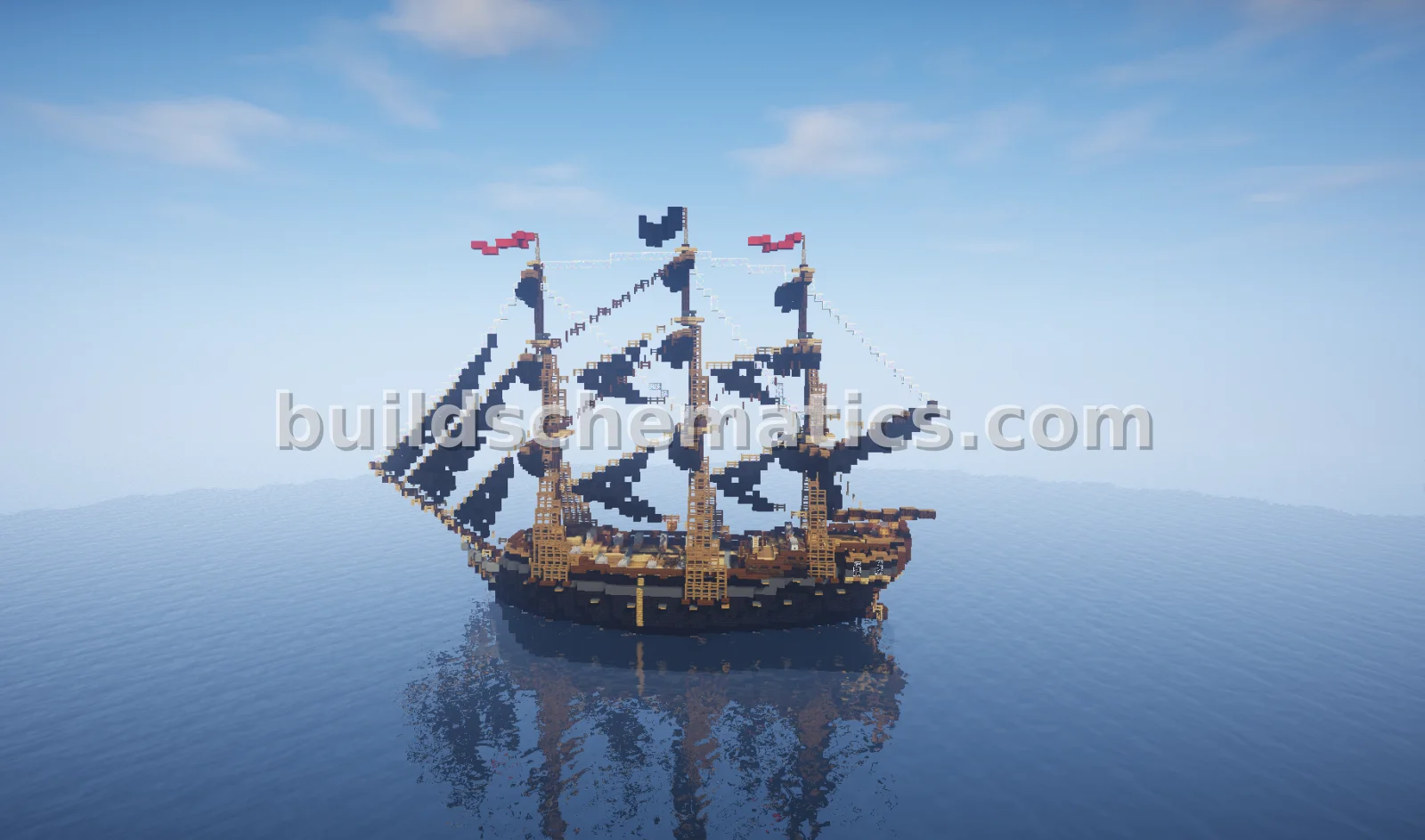 Pirate Ship With Sails Raised