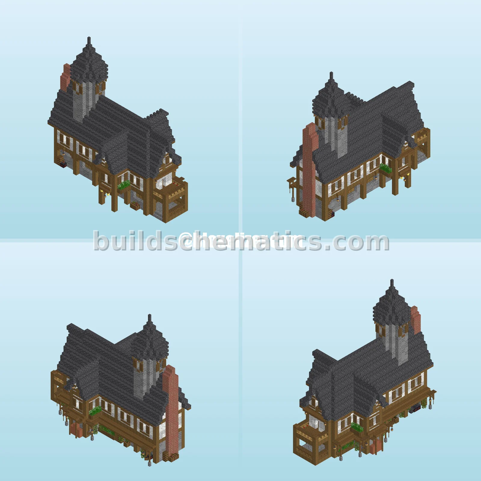 Medieval House with Stone and Wood Exterior